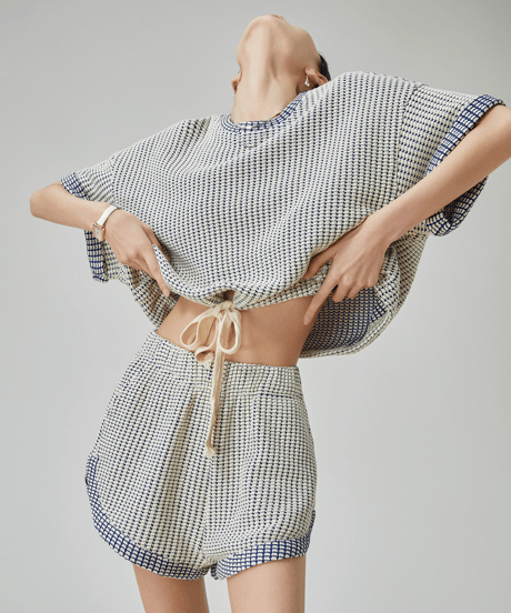 Waffle Knit Short Sleeve Top & Shorts Set