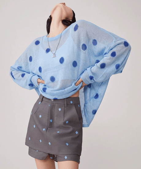 Sheer Polka Dot Sheer Knit Sweater