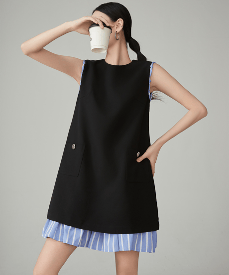 Striped Layered Sleeveless Mini Dress