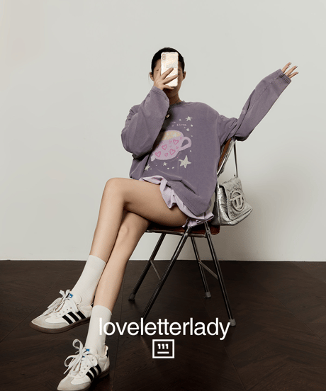 Tea Graphic Vintage Oversized Long Sleeve T-Shirt