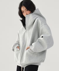 High Neck Oversized Zip-Up Hoodie  / 2colors