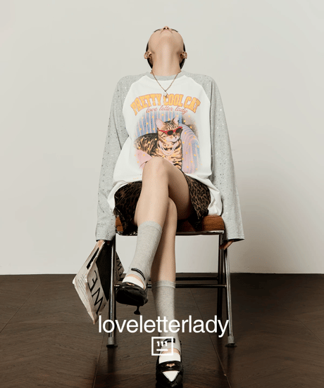 Pretty Cool Cat Graphic Star Raglan Long Sleeve T-Shirt