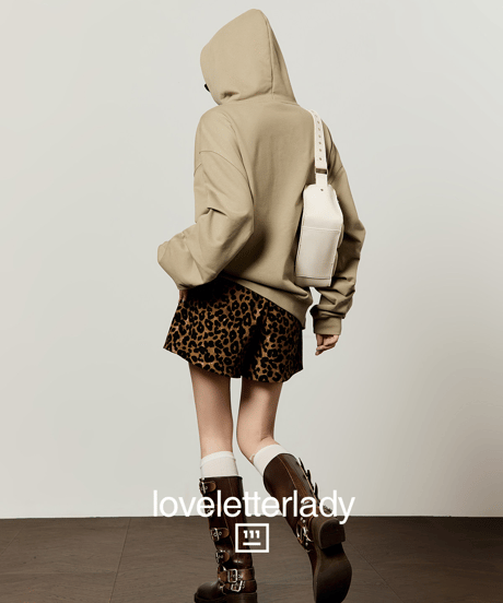 Leopard Fur Applique Oversized Sweatshirt Hoodie