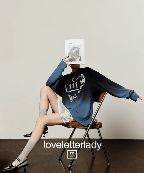Flower Heart Graphic Gradient Long Sleeve T-Shirt