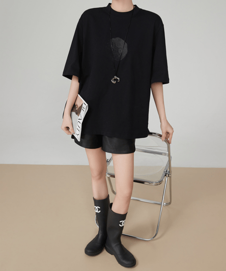Moon Graphic Oversized Short Sleeve T-Shirt
