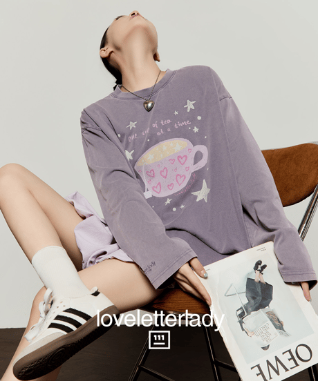 Tea Graphic Vintage Oversized Long Sleeve T-Shirt