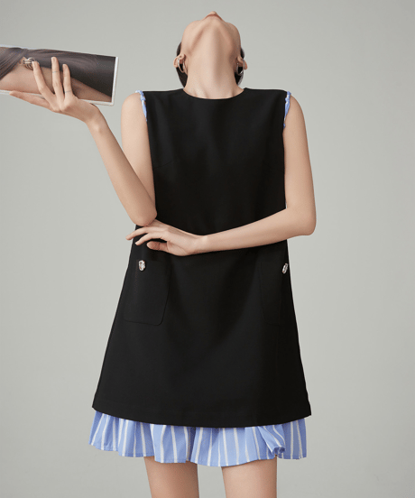 Striped Layered Sleeveless Mini Dress