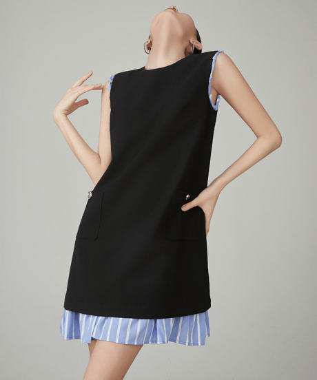 Striped Layered Sleeveless Mini Dress