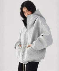High Neck Oversized Zip-Up Hoodie  / 2colors