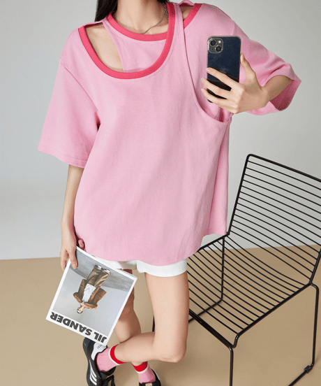 Layered Cutout Oversized T-shirt