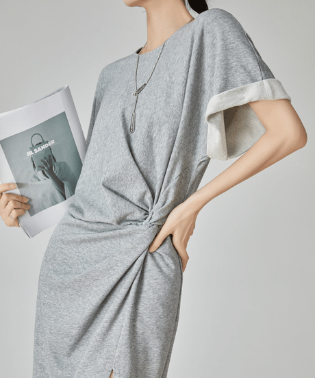 Twist Side Slit Maxi Sweat Dress