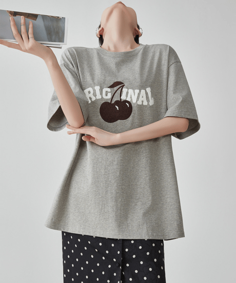 Cherry Graphic Oversized Short Sleeve T-Shirt