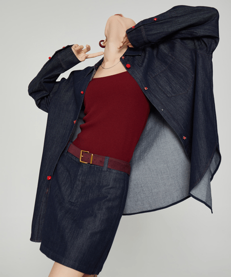 Denim Shirt & Mini Skirt Set