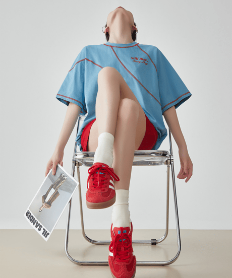 Back Open Contrast Stitch Oversized T-Shirt