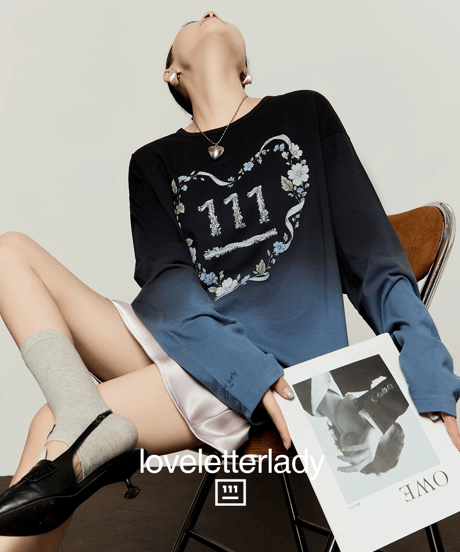 Flower Heart Graphic Gradient Long Sleeve T-Shirt