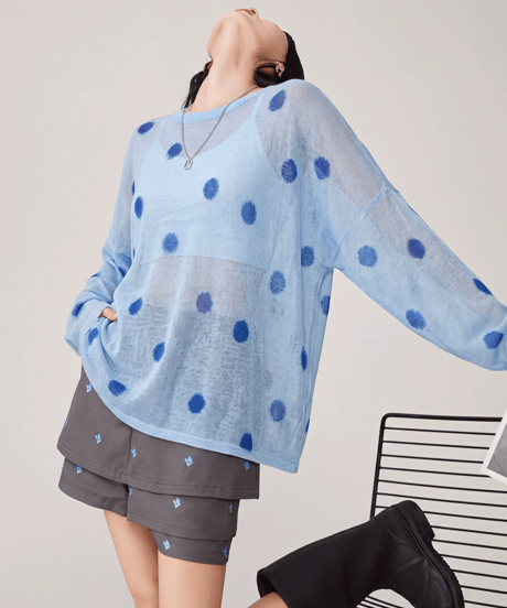 Sheer Polka Dot Sheer Knit Sweater