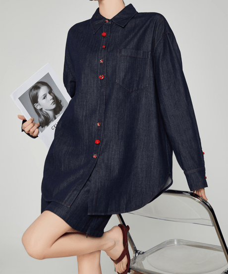 Denim Shirt & Mini Skirt Set