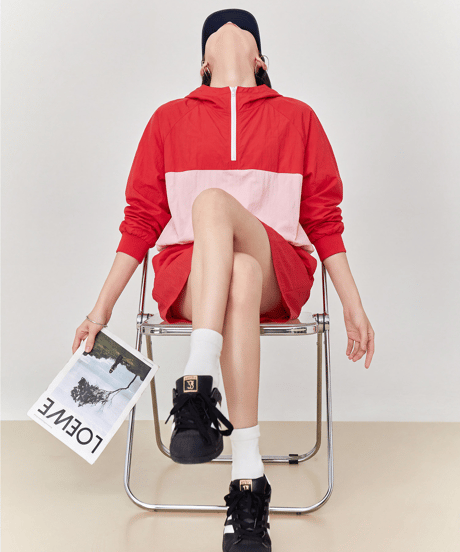 Color Block Half-Zip Anorak & Mini Skirt Set