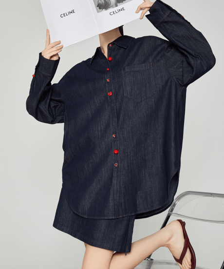 Denim Shirt & Mini Skirt Set