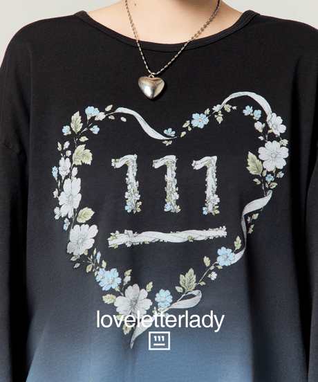 Flower Heart Graphic Gradient Long Sleeve T-Shirt