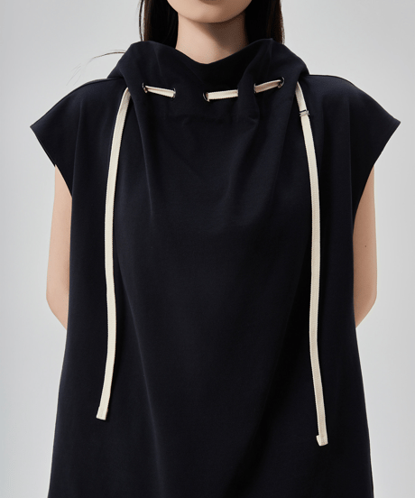 High Neck Hooded Sleeveless Oversized Top