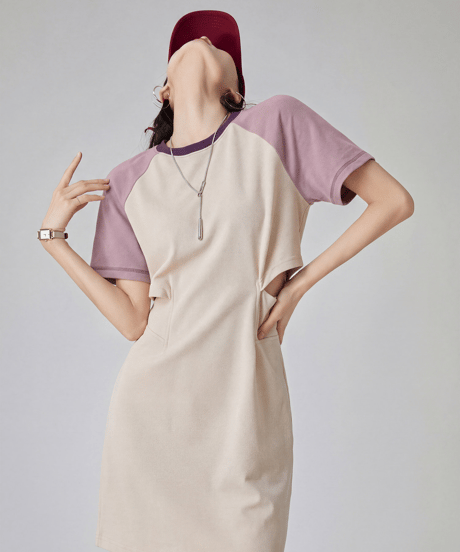 Cutout Raglan Sleeve Mini Dress