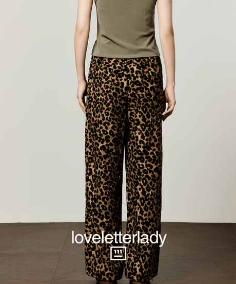 Leopard Pattern Wide Straight Casual Pants