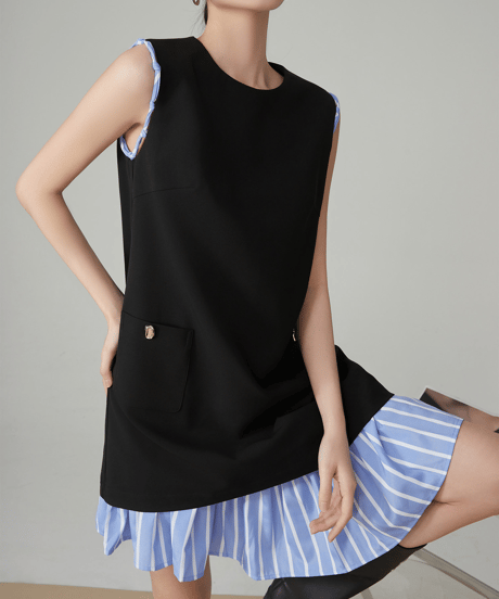 Striped Layered Sleeveless Mini Dress