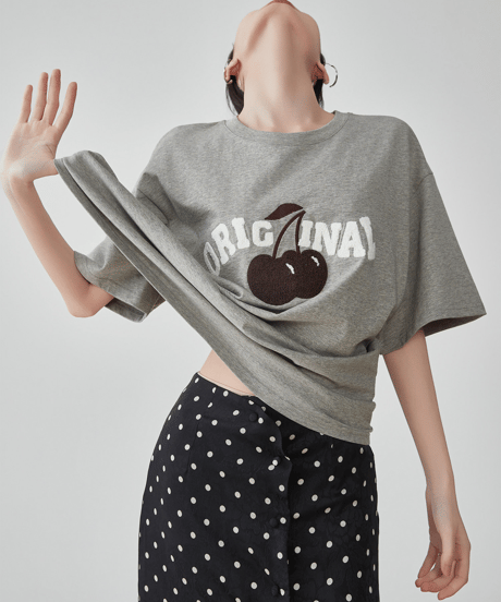 Cherry Graphic Oversized Short Sleeve T-Shirt