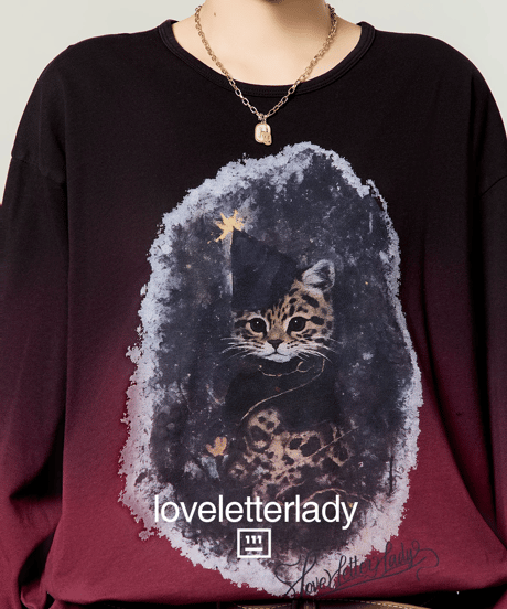 Gradient Cat Graphic Long Sleeve T-Shirt