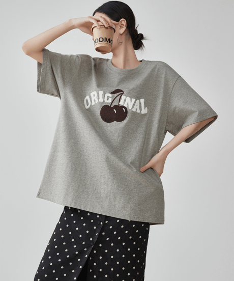Cherry Graphic Oversized Short Sleeve T-Shirt