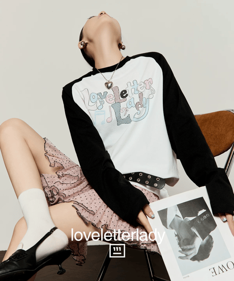 Raglan Lettering Printed Long Sleeve T-Shirt