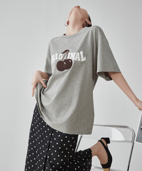 Cherry Graphic Oversized Short Sleeve T-Shirt