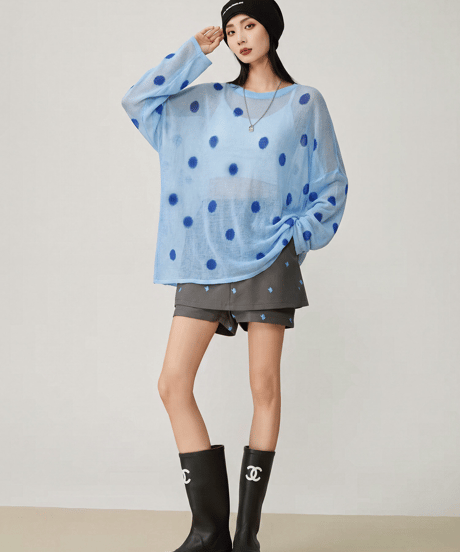 Sheer Polka Dot Sheer Knit Sweater