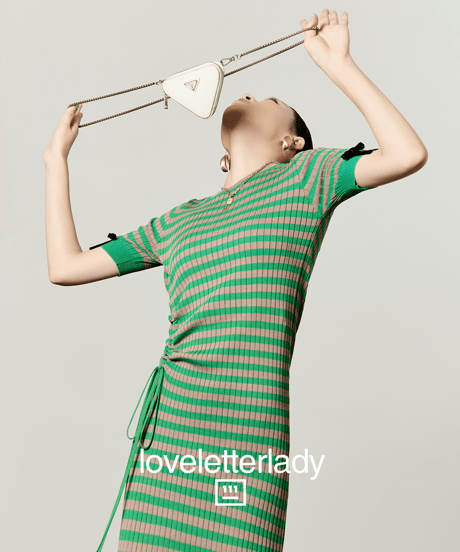 Striped Ribbon Sleeve Drawstring Knit Dress