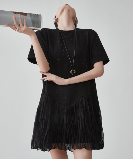 Rhinestone Chiffon Hem T-Shirt Dress