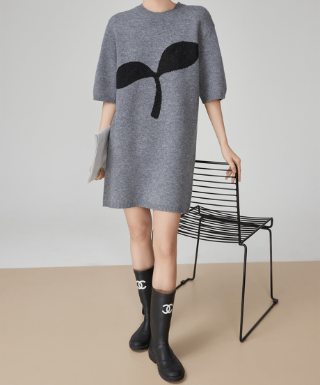 Sprout Graphic Short Sleeve Knit Mini Dress