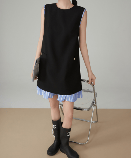 Striped Layered Sleeveless Mini Dress