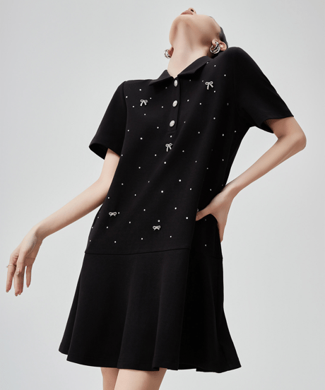 Rhinestone Ribbon Polo Mini Dress