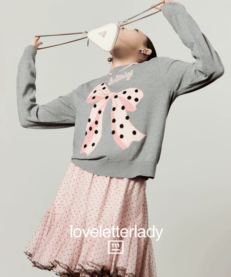Dot Ribbon Motif Knit Sweater
