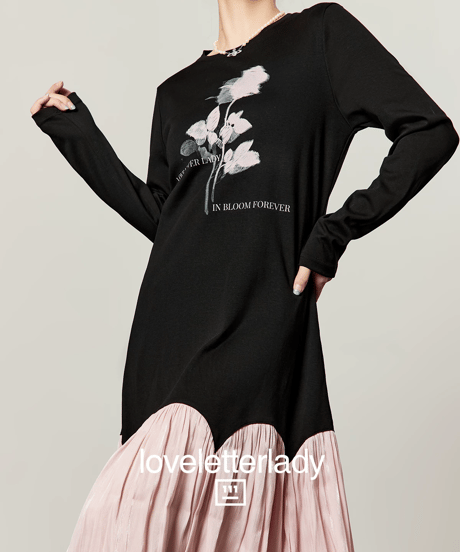 Flower Graphic Docking Long Dress
