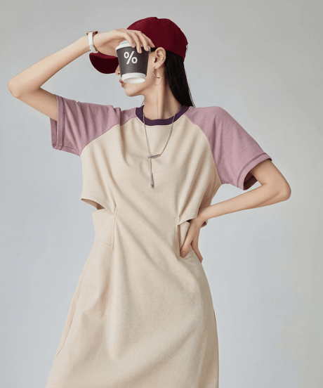 Cutout Raglan Sleeve Mini Dress