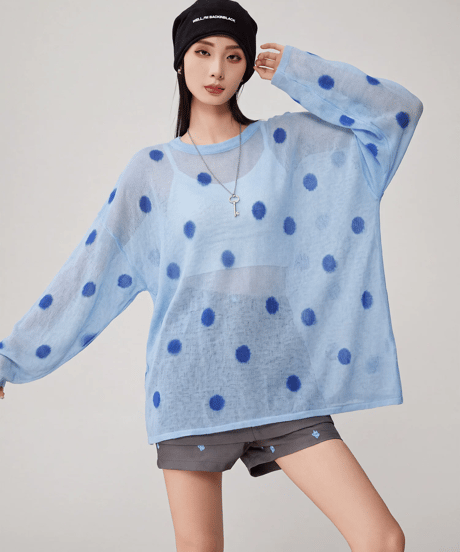 Sheer Polka Dot Sheer Knit Sweater