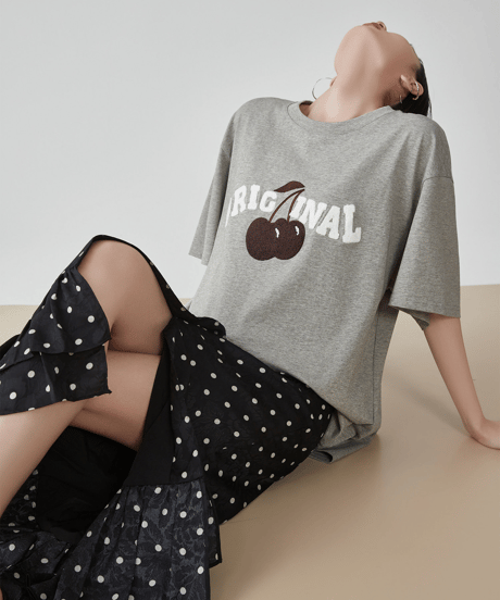 Cherry Graphic Oversized Short Sleeve T-Shirt