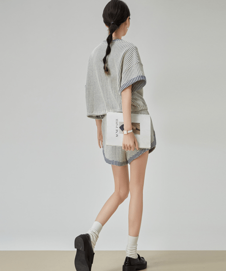 Waffle Knit Short Sleeve Top & Shorts Set