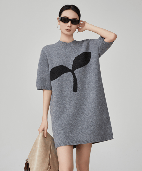 Sprout Graphic Short Sleeve Knit Mini Dress
