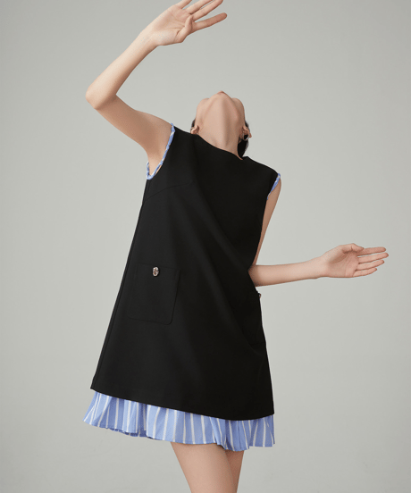Striped Layered Sleeveless Mini Dress