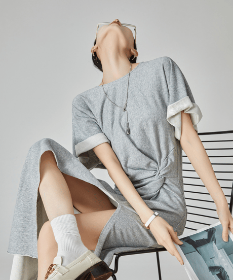 Twist Side Slit Maxi Sweat Dress