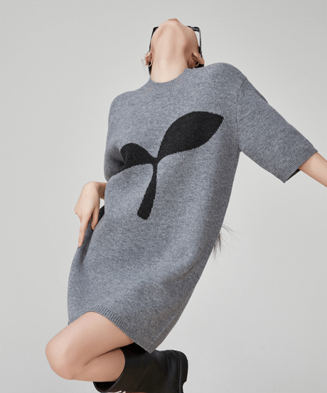 Sprout Graphic Short Sleeve Knit Mini Dress