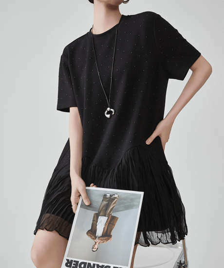 Rhinestone Chiffon Hem T-Shirt Dress